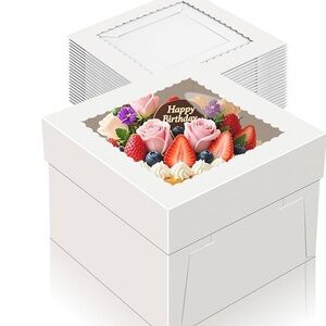 White Cake Box with Clear Window